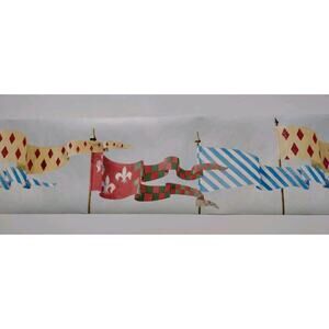 York Pre-pasted Decorative Border - 5yds - Light Blue Background - Medieval Flag